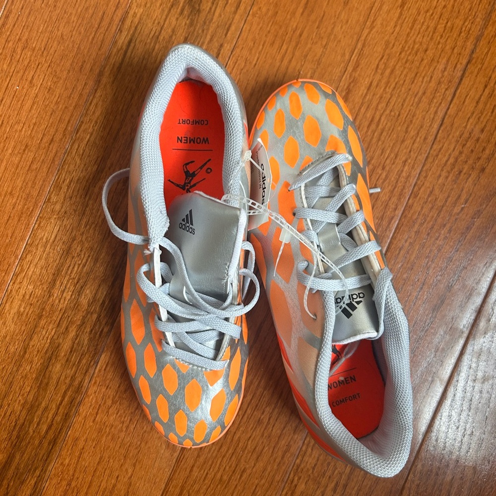 Adidas Orange and Gray indoor Soccer Shoes NWT